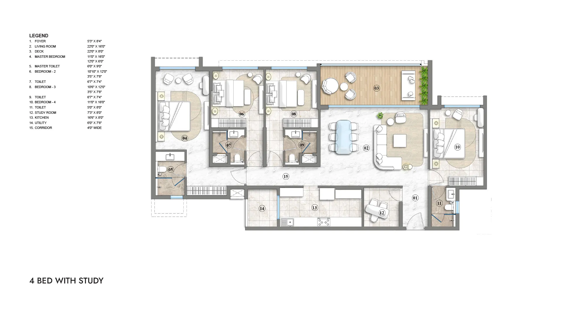 4 BHK Floor Plan
